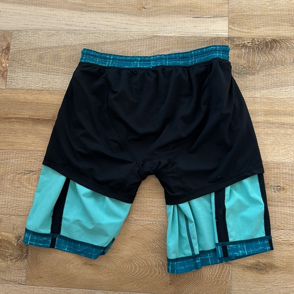 Lululemon Pace Breaker Teal Blue Black Design Shorts with Liner L/XL - Picture 8 of 11